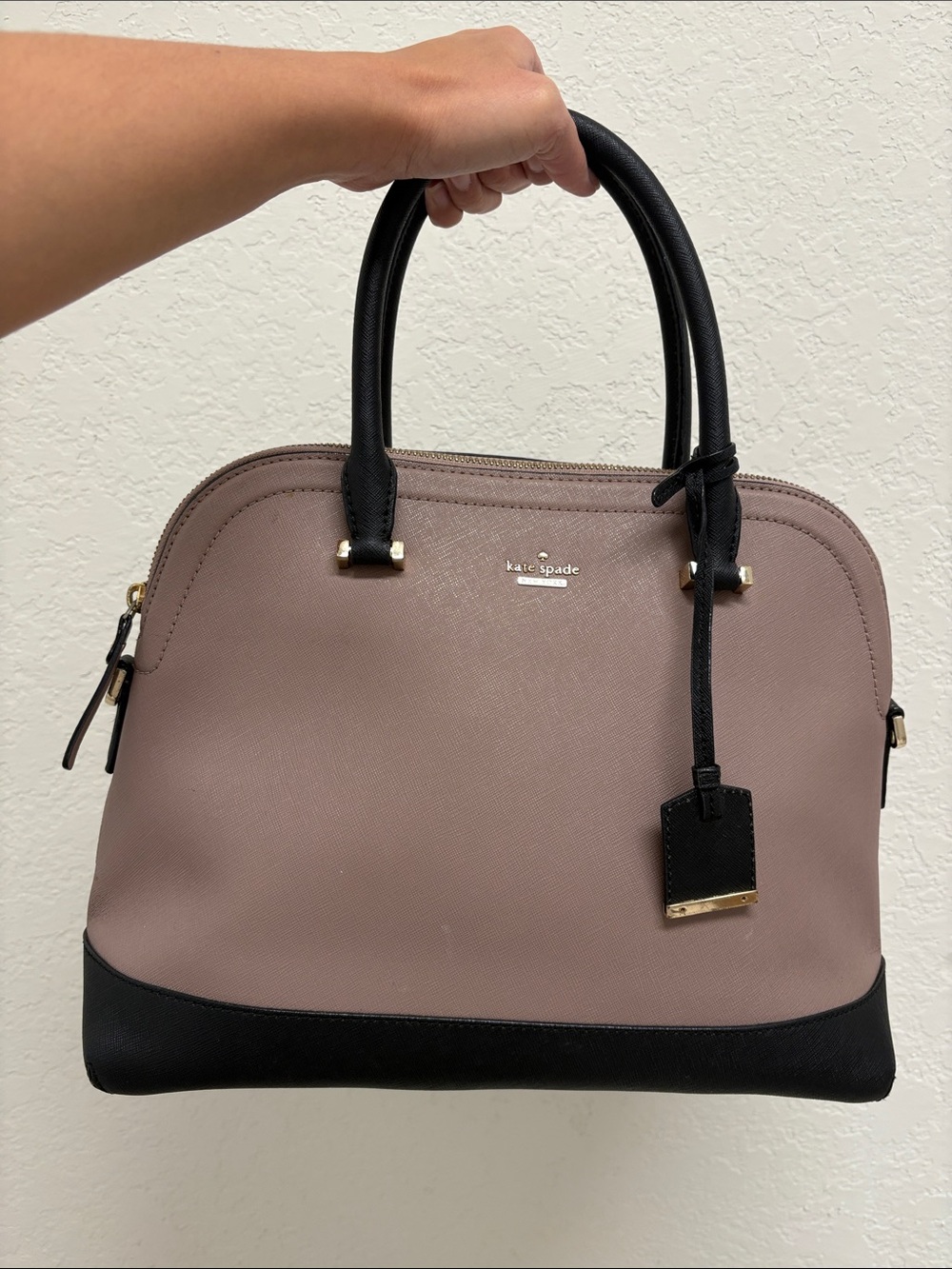 kate spade Dusty Rose and Black Dome Satchel